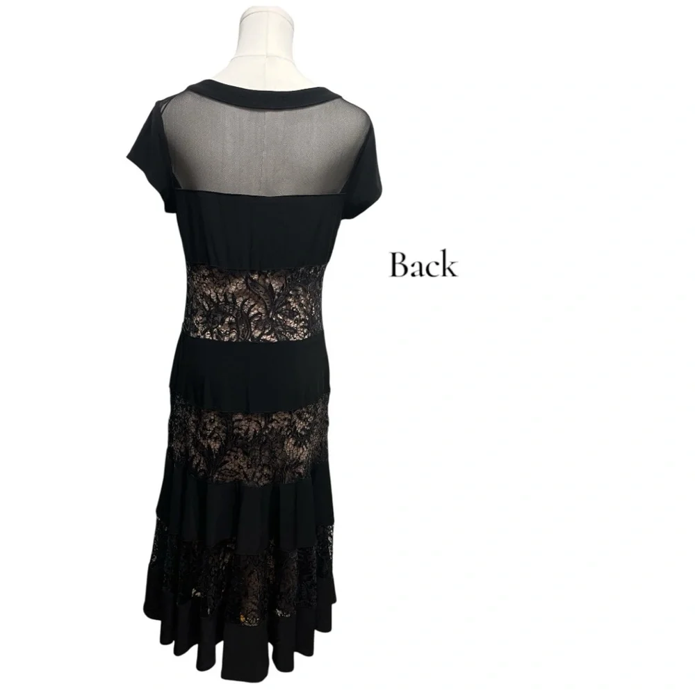 R&M Richards Black Lace Midi Dress Size 8 - Picture 3 of 11